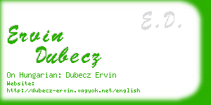 ervin dubecz business card